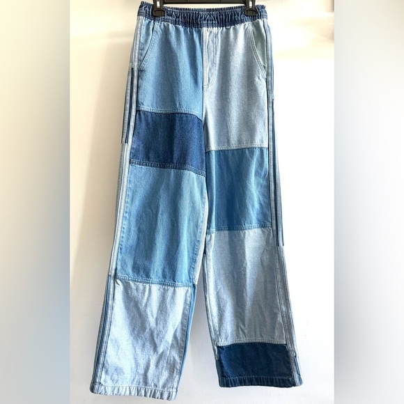 ✨Host pick✨Adidas Blue Patchwork Wide-Leg Jeans size small - Picture 3 of 11